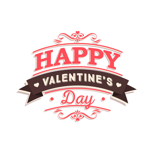 Happy valentines day ribbon vector