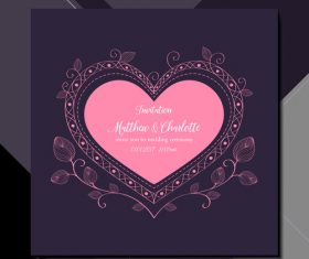 Heart shaped wedding invitation card vector