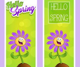Hello spring flowers cartoon vector
