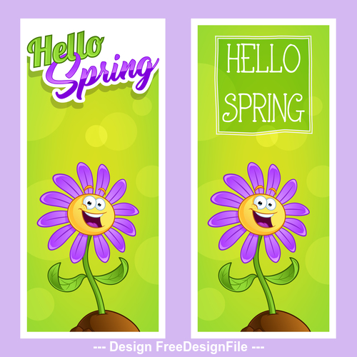 Hello spring flowers cartoon vector