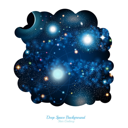 Hole with space and starry sky inside on white background vector