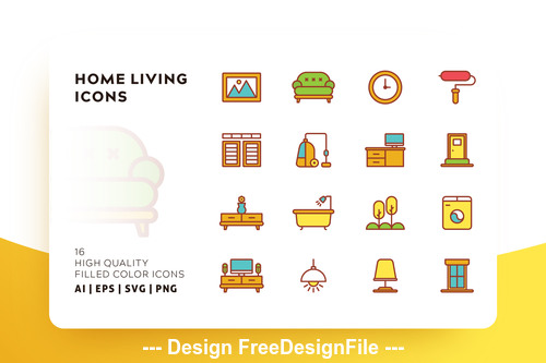 Home living filled color vector