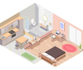 House interior 3d isometric vector