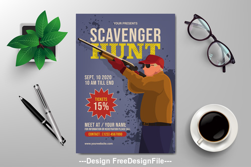Hunting flyer design vector template