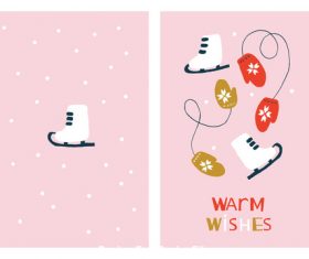 Ice skates and gloves background card vector