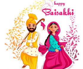 India cartoon happy vaisakhi festival vector
