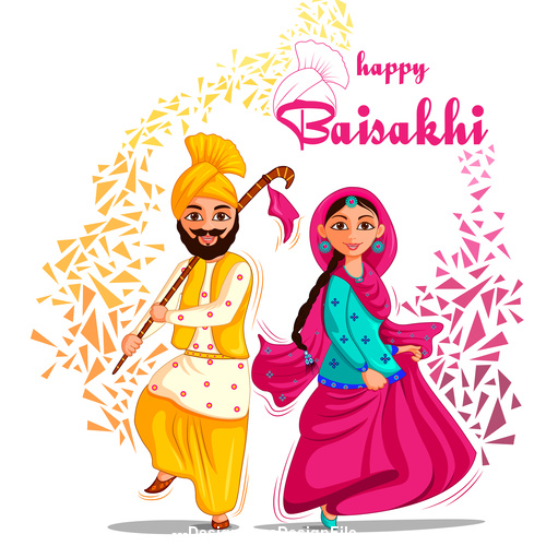 India cartoon happy vaisakhi festival vector free download