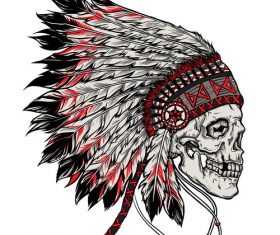 Indian skull hand drawn vector illustration isolated