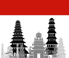 Indonesia collection of different architecture vector