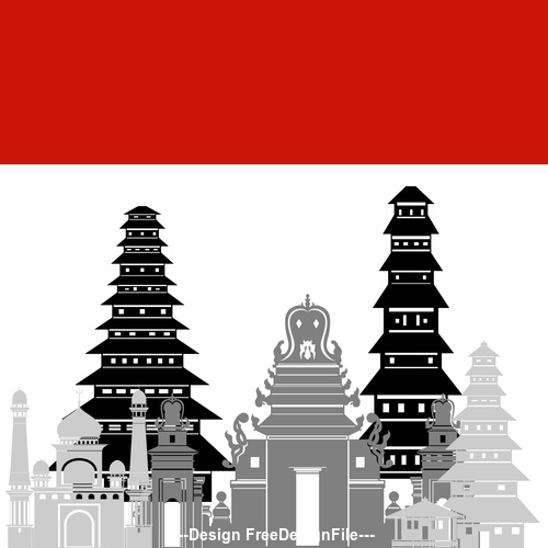 Indonesia collection of different architecture vector