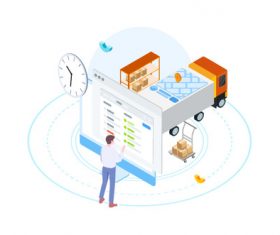 Intelligent logistics freight cartoon vector