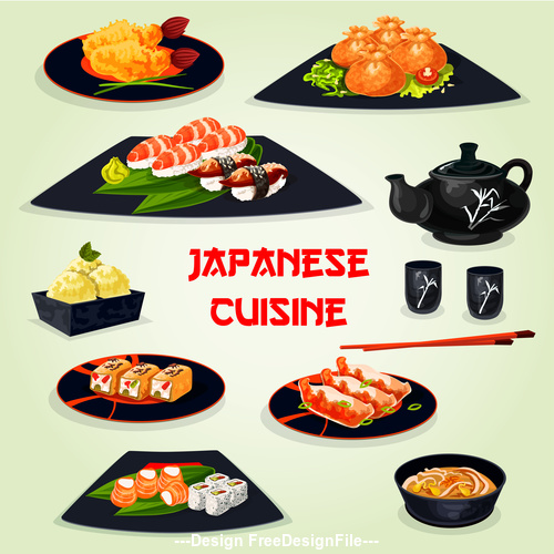 Japanese cartoon cuisine vector free download