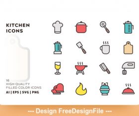 Kitchen filled color vector