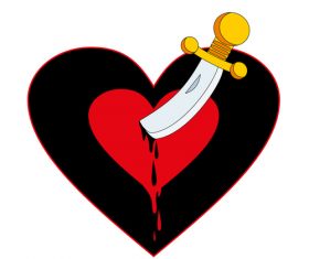 Knife vector inserted in heart