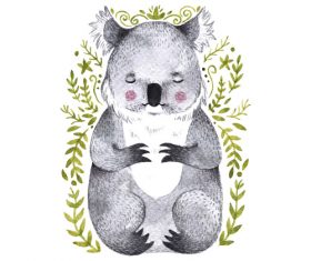 Koala hand drawn watercolor animals vector