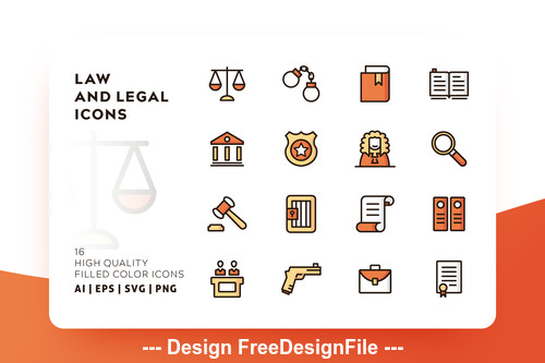 Law and legal filled color vector