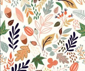 Leaves and fruits seamless pattern vector