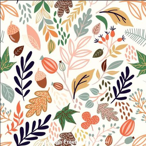 Leaves and fruits seamless pattern vector