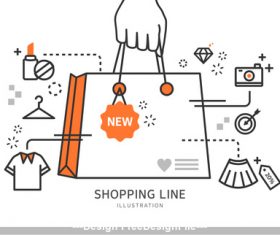 Line shopping promotion Illustration vector