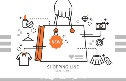 Line shopping promotion Illustration vector
