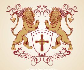 Lion heraldic vector
