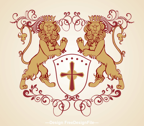 Lion heraldic vector