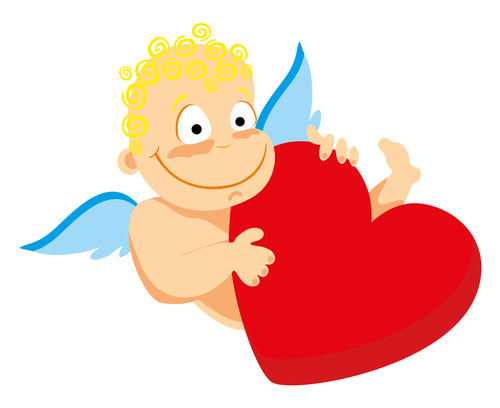 Little angel and heart vector image