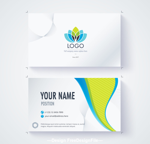 Lotus pattern business card template vector