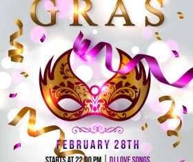 Mardi gras masquerade party flyer vector