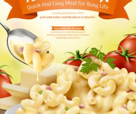 Meal for busy life macaroni ad 3d illustration vector