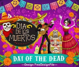 Mexico dead day celebration vector