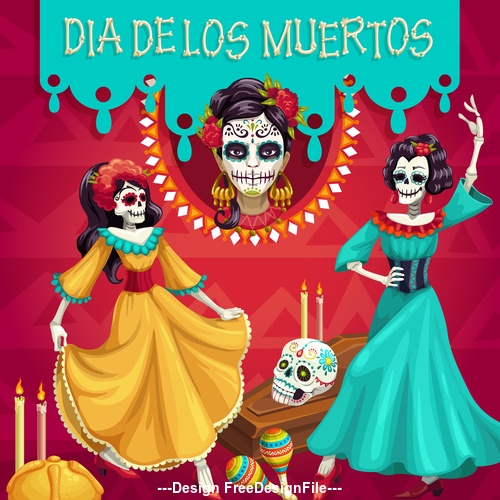 Mexico dead day in Undead styling vector