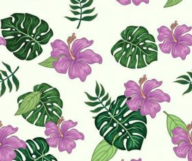 Mix flower and leaf Patterns set vector