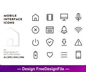 Mobile interface outline vector