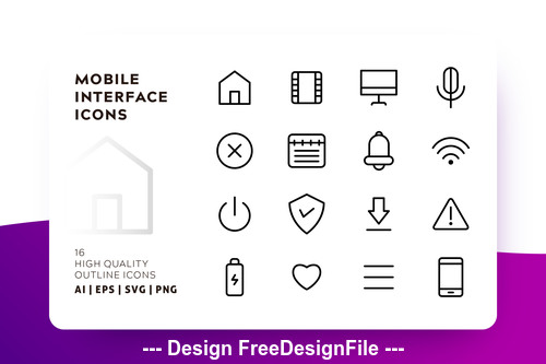 Mobile interface outline vector