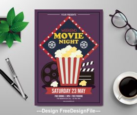 Movie night subjects flyers vector