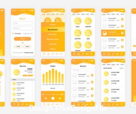 Music Mobile App UI Kit vector
