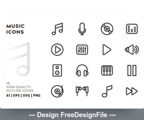 Music outline vector