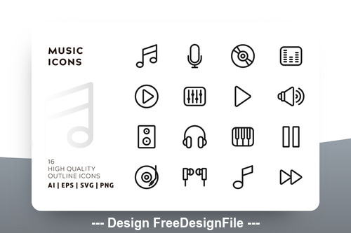 Music outline vector