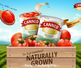Naturally grown canned tomato poster vector