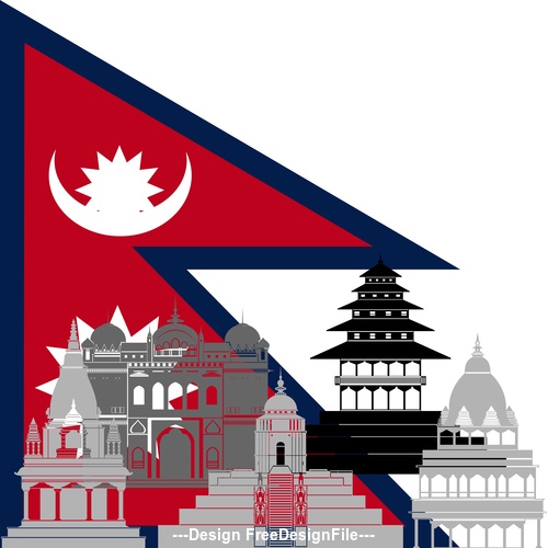 Nepal collection of different architecture vector