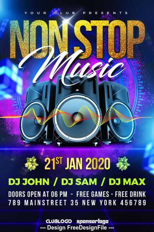 Non Stop Music Party Flyer Psd Template Free Download
