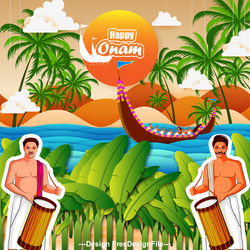 Onam Indian traditional Boat race vector