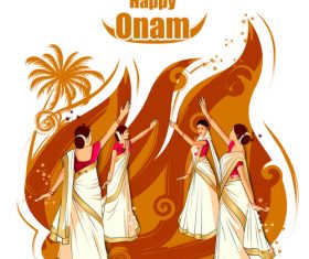 Onam celebration of the most colorful festivals in India vector