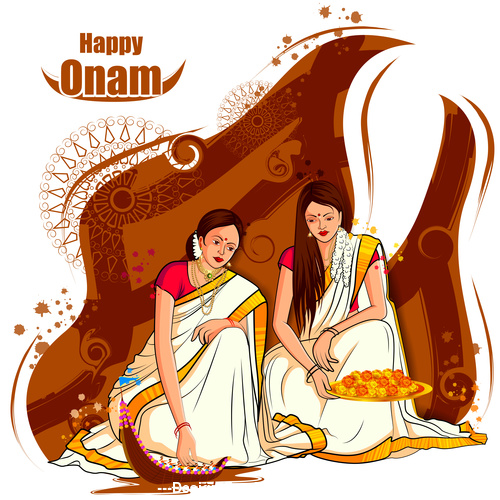 Onam festival celebrations in India vector