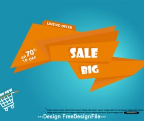 Orange origami promotional label vector