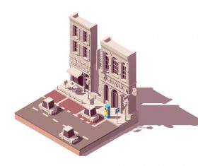 Origami building vector