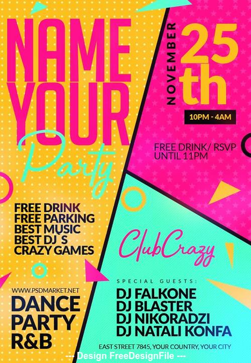 Party flyer colored psd template