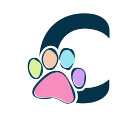 Paws font vector alphabet C
