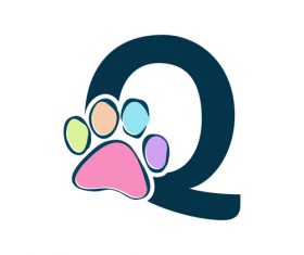 Paws font vector alphabet Q